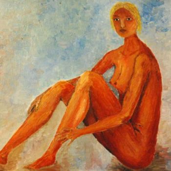Painting titled "a nude diver" by Vodevsh, Original Artwork, Oil