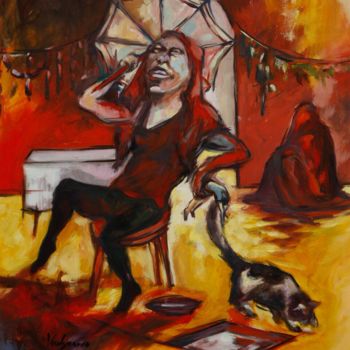 Картина под названием "L'antre rouge" - Liza Vodyanova, Подлинное произведение искусства, Акрил