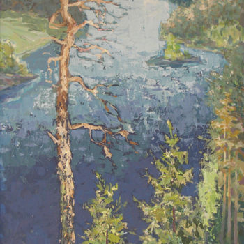 Картина под названием "Lake view from Ruok…" - Voitto Vorna, Подлинное произведение искусства, Масло