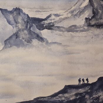 Pintura intitulada "On the top of the w…" por Vojko Anzeljc, Obras de arte originais, Aquarela