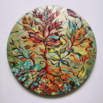 Картина под названием "Maple leaves" - Volha Trus, Подлинное произведение искусства, Акрил