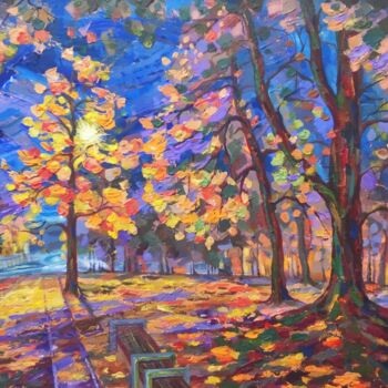 Painting titled "Whisper of leaves" by Volha Trus, Original Artwork, Acrylic