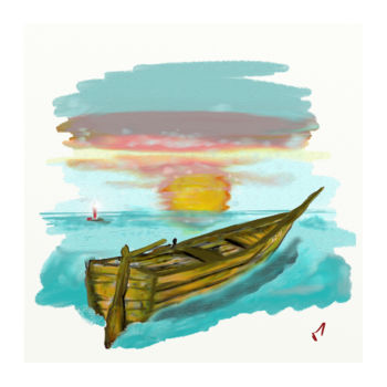 Digital Arts titled "boat.jpg" by Tezkanart, Original Artwork, Digital Painting