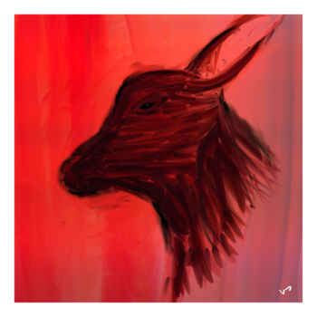 Digital Arts titled "bull" by Tezkanart, Original Artwork, Digital Painting