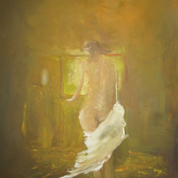 Malerei mit dem Titel "The Mirror" von Volker Mersch, Original-Kunstwerk, Pastell