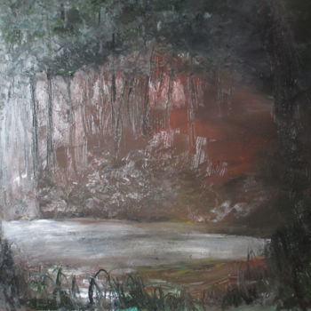 Painting titled "mystical River Impr…" by Volker Mersch, Original Artwork, Oil