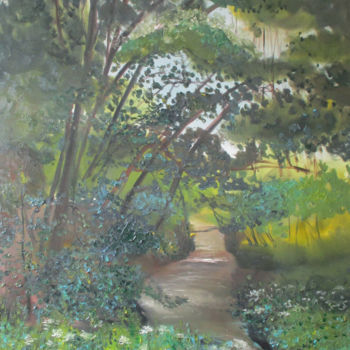 Malerei mit dem Titel "The River Ems  Impr…" von Volker Mersch, Original-Kunstwerk, Öl