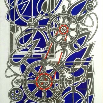 Рисунок под названием "Wheel of Fortune" - Oleksandr Volodymyrets, Подлинное произведение искусства, Цветные карандаши