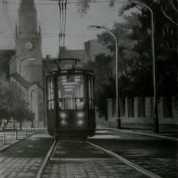 Dessin intitulée "A tram of Desires" par Oleksandr Volodymyrets, Œuvre d'art originale, Crayon