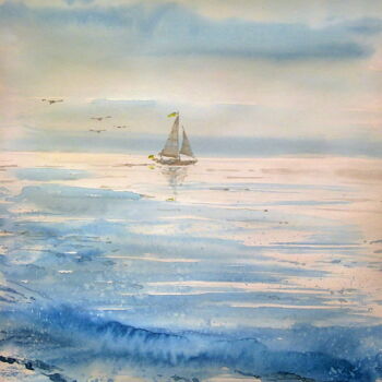 Картина под названием "Pacific Ocean" - Володимир Кудлай, Подлинное произведение искусства, Акварель
