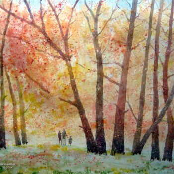 Peinture intitulée "Колись дерева були…" par Volodimir Kudlai, Œuvre d'art originale, Aquarelle