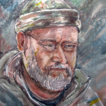 Painting titled "Командувач Українсь…" by Volodimir Kudlai, Original Artwork, Watercolor