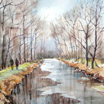 Painting titled "such a winter" by Volodimir Kudlai, Original Artwork, Watercolor