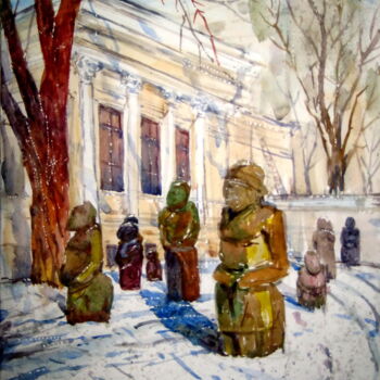 Картина под названием "Половецькі баби" - Володимир Кудлай, Подлинное произведение искусства, Акварель