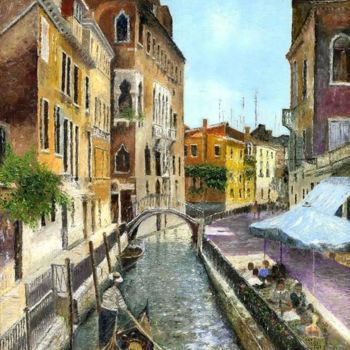Картина под названием "Венеция" - Tettet, Подлинное произведение искусства, Масло
