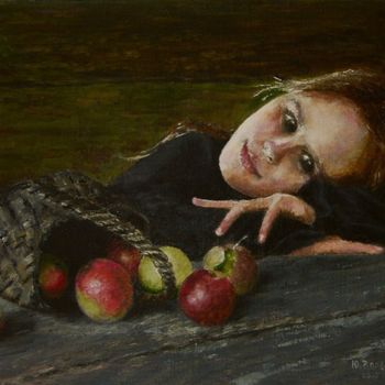 Картина под названием "Яблочный спас" - Tettet, Подлинное произведение искусства, Масло