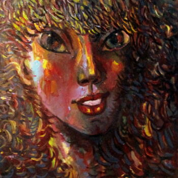 Картина под названием "=портрет  девушки…" - Владимир Черемных, Подлинное произведение искусства, Масло