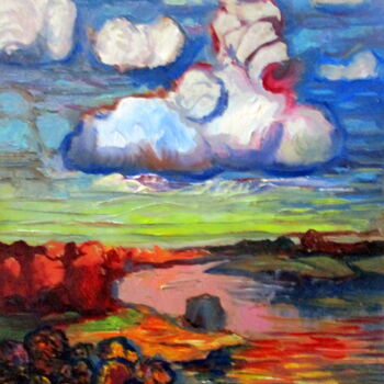 Peinture intitulée "-пейзаж с облаком=…" par Vladimir Cheremnykh, Œuvre d'art originale, Huile