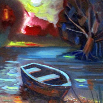 绘画 标题为“=пейзаж с лодкой=24…” 由Владимир Черемных, 原创艺术品, 油