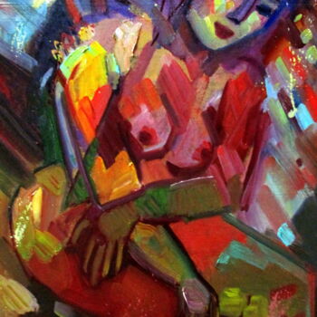 Peinture intitulée "=рождение-001=24х30" par Vladimir Cheremnykh, Œuvre d'art originale, Huile