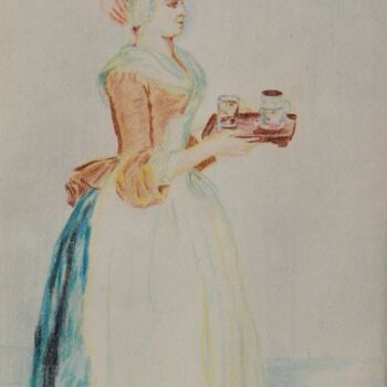 Disegno intitolato "1,Chocolate Girl,J.…" da Volodymyr Chukhas, Opera d'arte originale, Matita