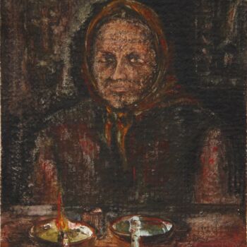 Malerei mit dem Titel "14, Grandmother Gan…" von Volodymyr Chukhas, Original-Kunstwerk, Aquarell