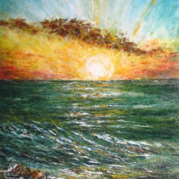 Pittura intitolato "29, Sunrise by the…" da Volodymyr Chukhas, Opera d'arte originale, Olio