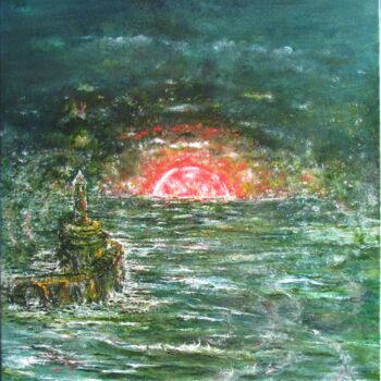 Schilderij getiteld "30, Sunset by the s…" door Volodymyr Chukhas, Origineel Kunstwerk, Olie