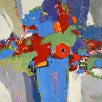 Painting titled "SUMMER BOUQUET" by Volodymyr Kolesnyk, Original Artwork, Oil Mounted on Wood Stretcher frame