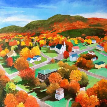 Картина под названием "Fall in Vermont" - Volodymyr Smoliak, Подлинное произведение искусства, Масло
