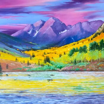 Painting titled "Fall in Colorado" by Volodymyr Smoliak, Original Artwork, Oil Mounted on Wood Stretcher frame