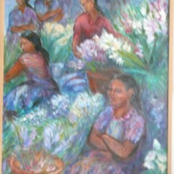 Painting titled "marché au guatemala" by Volpert, Original Artwork