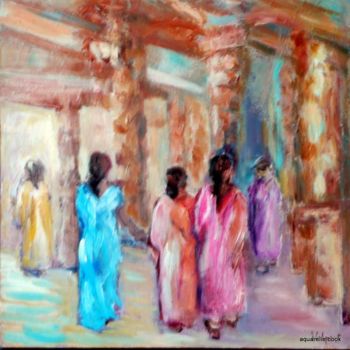 Pintura intitulada "Dans le temple" por Volpert, Obras de arte originais, Óleo