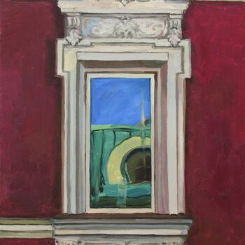绘画 标题为“Отражение. Окно №1” 由Ворошилова Наталия, 原创艺术品, 油 安装在木质担架架上