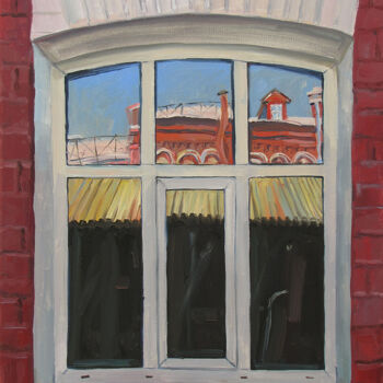 Картина под названием "Отражение. Окно №2" - Ворошилова Наталия, Подлинное произведение искусства, Масло Установлен на Дерев…