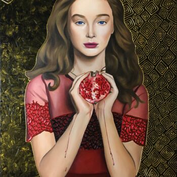 Painting titled "PERSEPHONE (right w…" by Voskresenskaya, Original Artwork, Oil Mounted on Wood Stretcher frame
