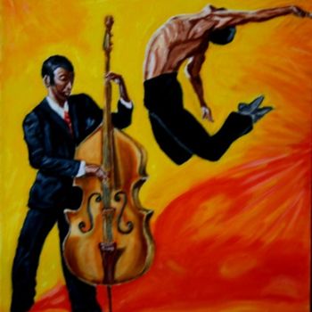 Картина под названием "Оранжевый джаз 2" - Вован Бонд, Подлинное произведение искусства, Масло