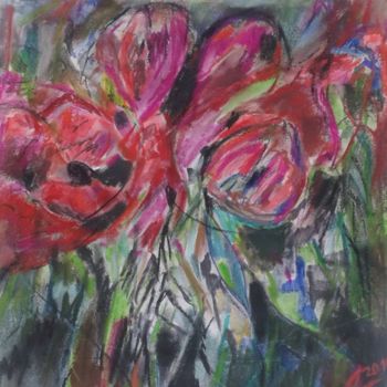 Schilderij getiteld "rouge et rose" door Nicole Moretti, Origineel Kunstwerk