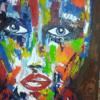 Painting titled "VISAGE EXPRESSIF CO…" by Nicole Moretti, Original Artwork