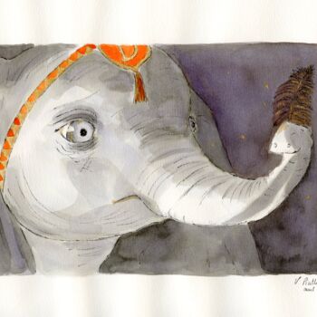 Malarstwo zatytułowany „Dumbo - Crois en toi” autorstwa Virginie Piatti, Oryginalna praca, Akwarela