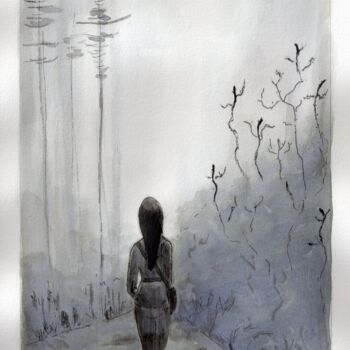 Painting titled "Fog" by Virginie Piatti, Original Artwork, Ink
