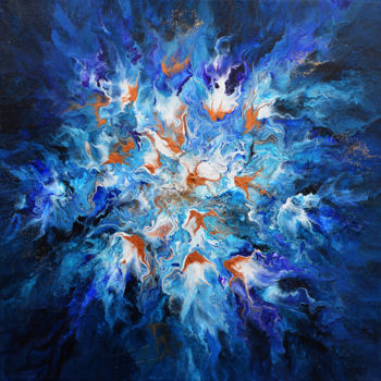 Ζωγραφική με τίτλο "Starry sky- 40 x 40…" από Véronique Pascale Proust, Αυθεντικά έργα τέχνης, Ακρυλικό