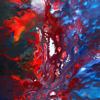 Painting titled "Red coral - 80 x 40…" by Véronique Pascale Proust, Original Artwork, Acrylic