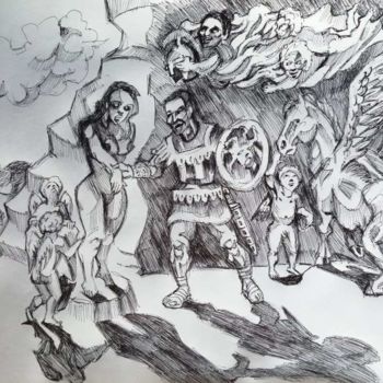 Drawing titled "Memory from Rubens" by Rade Vranjkovic, Original Artwork, Ballpoint pen