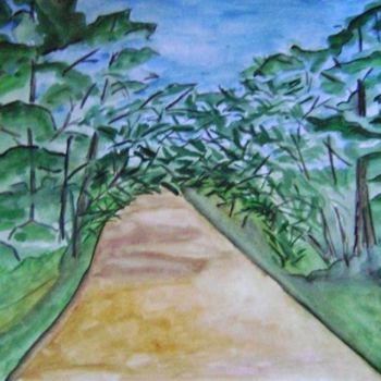 Рисунок под названием "Деревенская дорога" - Artvredina, Подлинное произведение искусства, Другой