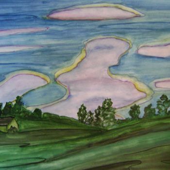 Drawing titled "Сиреневые облака" by Artvredina, Original Artwork, Other