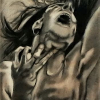 Drawing titled "Libération" by Véroniq'S, Original Artwork, Charcoal