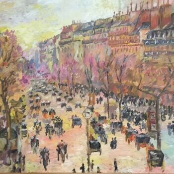 Ζωγραφική με τίτλο "Париж , бульвар Мон…" από Vsevolod Chistiakov, Αυθεντικά έργα τέχνης, Λάδι