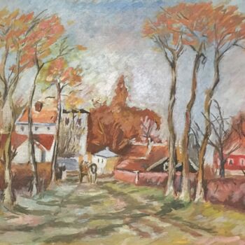 Painting titled "Country landscape.j…" by Vsevolod Chistiakov, Original Artwork, Oil