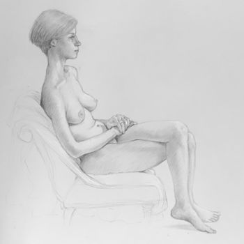 Tekening getiteld "Joséphine, Été 2017…" door V. Tertrais, Origineel Kunstwerk, Potlood